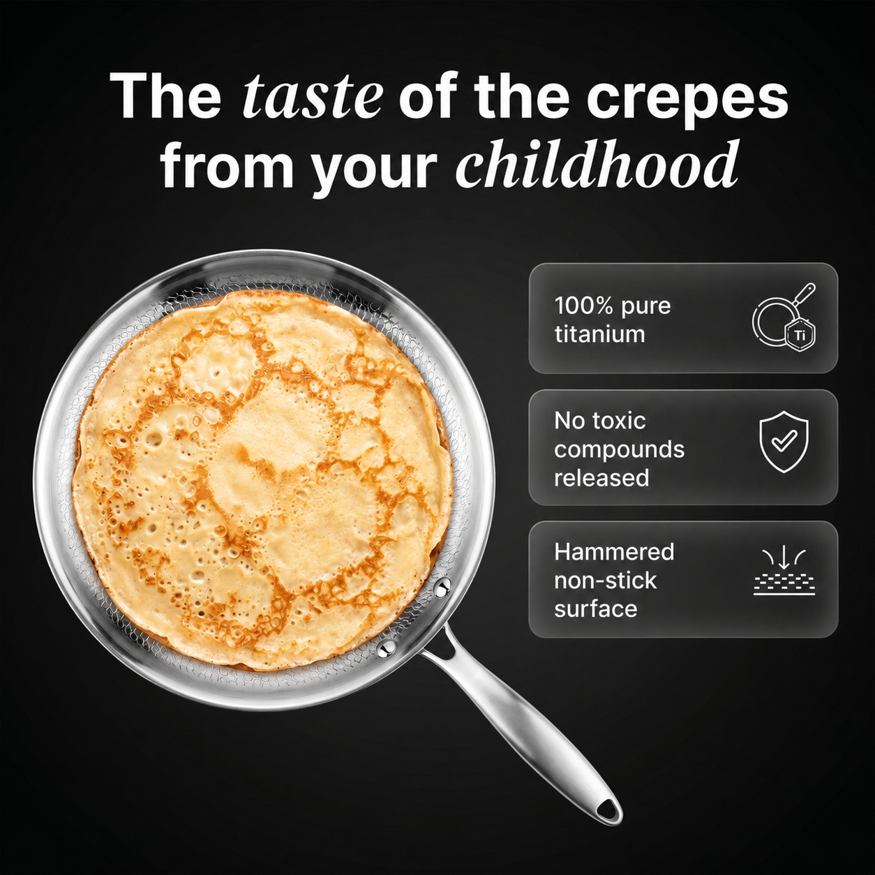 100% Pure Titanium Crepe Pan (11-Inch) — TITANOX®