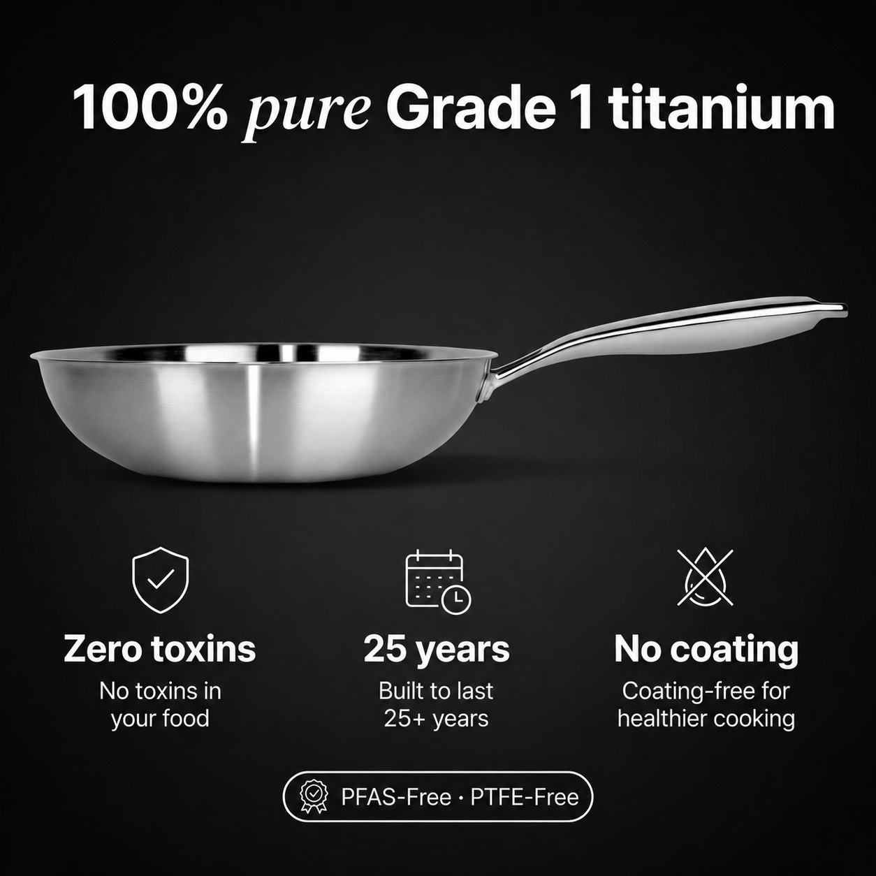 100% Pure Titanium Wok (11-Inch) — TITANOX®