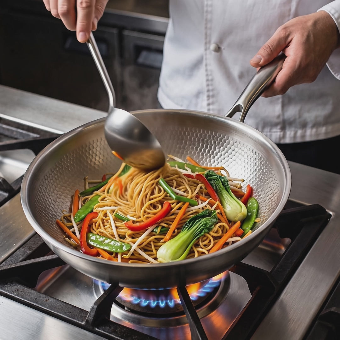 TITANOX pure titanium wok in action